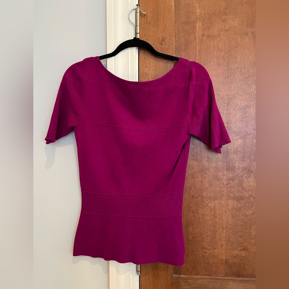 Ann Taylor Short Sleeve Light Sweater Blouse in Pink